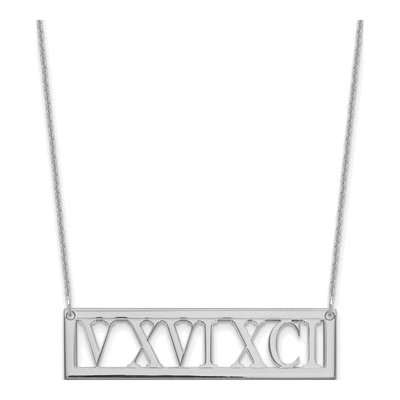 10K White Gold Roman Numeral Bar Necklace