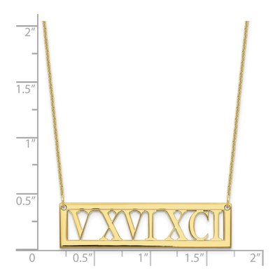 10K Yellow Gold Roman Numeral Bar Necklace – view 3