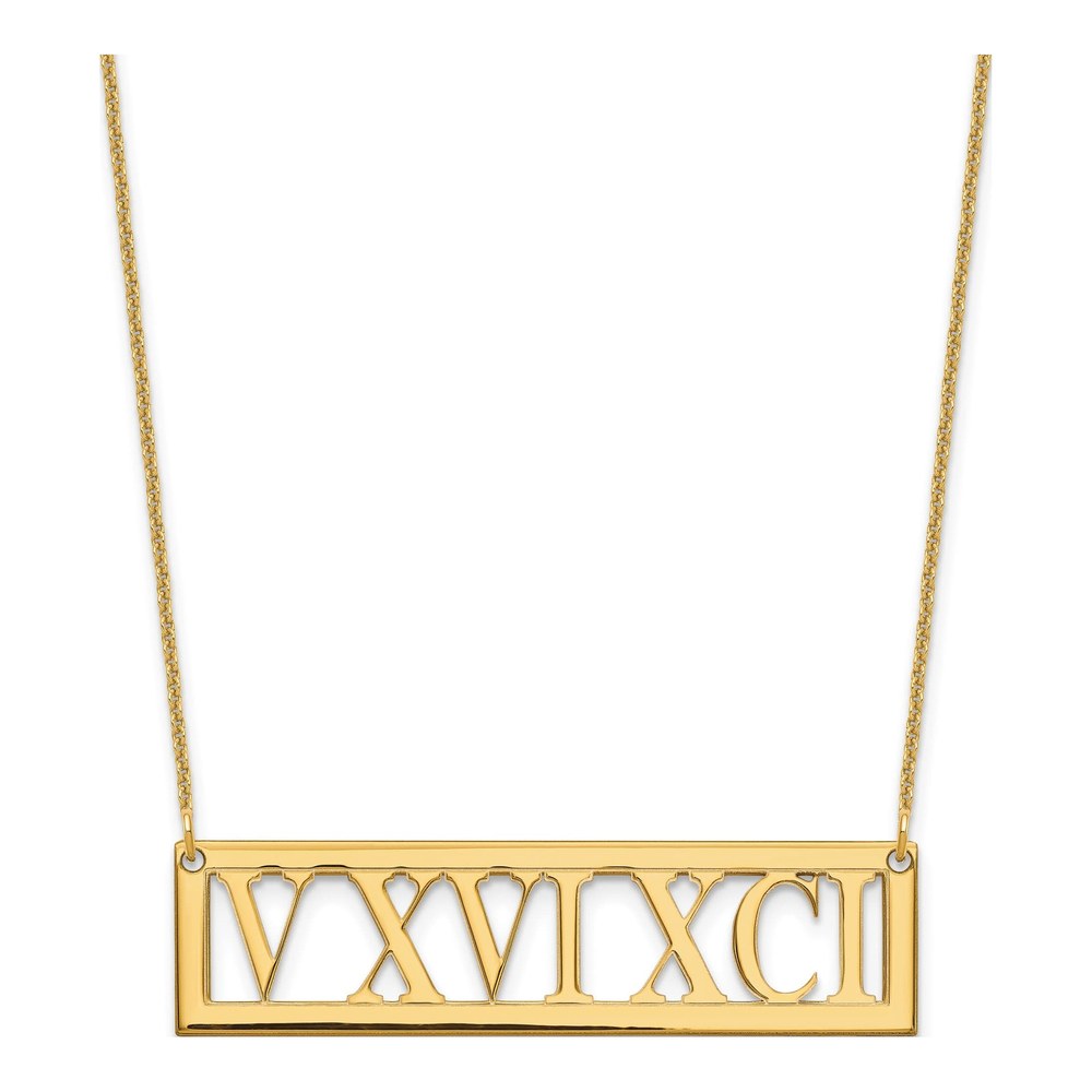 10K Yellow Gold Roman Numeral Bar Necklace