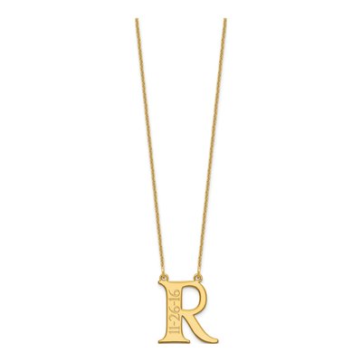 10K Yellow Gold Personalized Initial Date Necklace – view 2