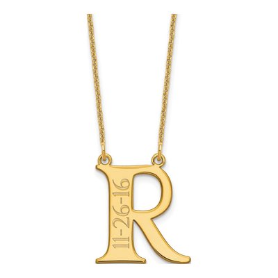 10K Yellow Gold Personalized Initial Date Necklace