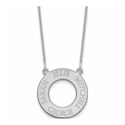 10K White Gold Personalized 4-Name Circle Necklace