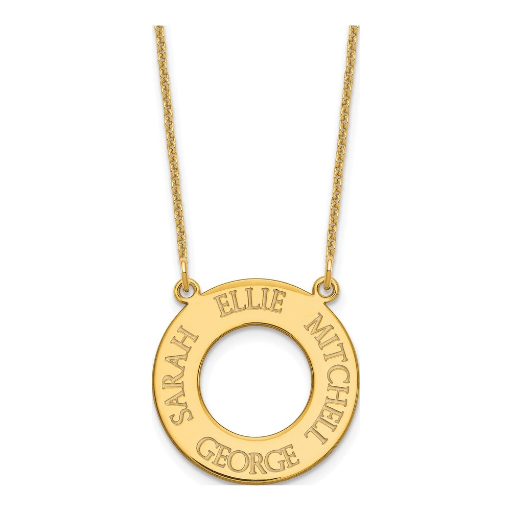 10K Yellow Gold Personalized Circle 4-Name Necklace