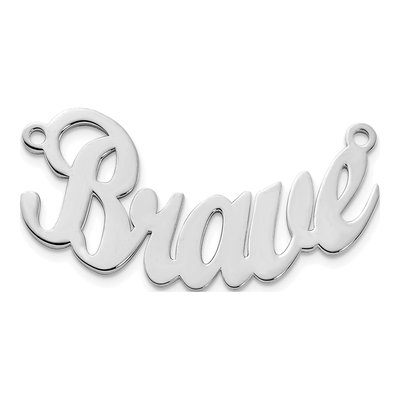 10K White Gold Curved Script Mt Font Name Plate Pendant