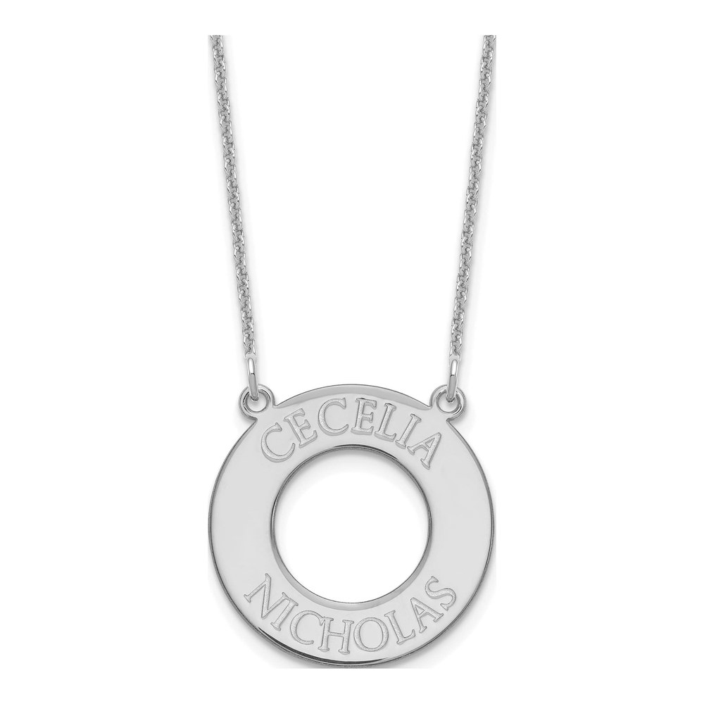 10K White Gold Personalized Circle Name Necklace