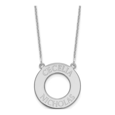 10K White Gold Personalized Circle Name Necklace