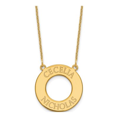 10K Yellow Gold Personalized Circle 2-Name Necklace