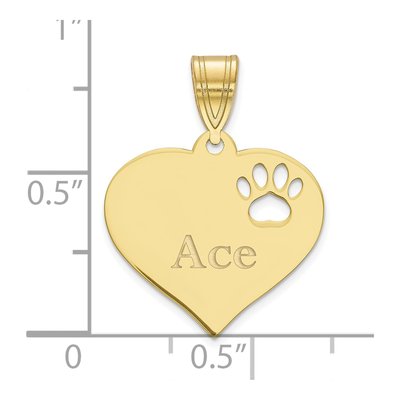 10K Yellow Gold Personalized Name Paw Heart Pendant – view 2