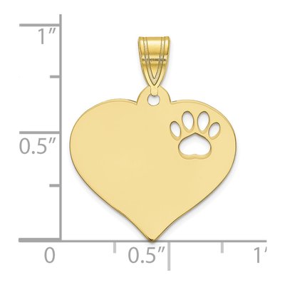 10K Yellow Gold Heart Paw Print Pendant – view 2