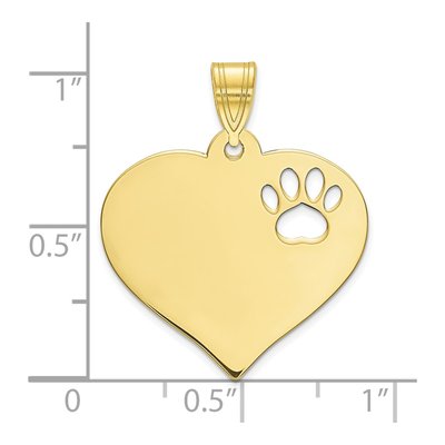 10K Yellow Gold Heart Paw Print Pendant – view 2