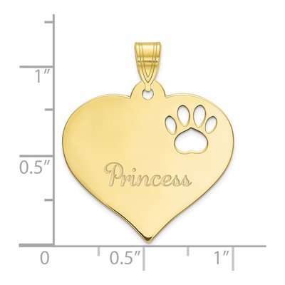 10K Yellow Gold Personalized Heart Paw Print Pendant – view 2