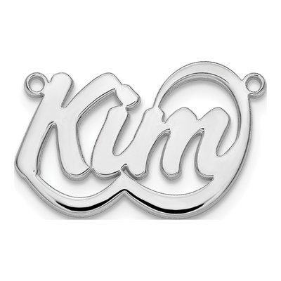 10K White Gold Personalized Swoop Name Plate Pendant – view 2