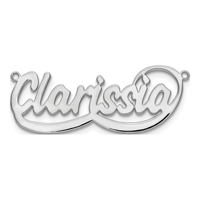 10K White Gold Personalized Swoop Name Plate Pendant – view 4