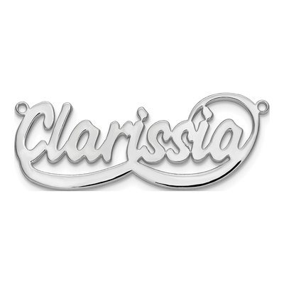 10K White Gold Personalized Swoop Name Plate Pendant – view 5