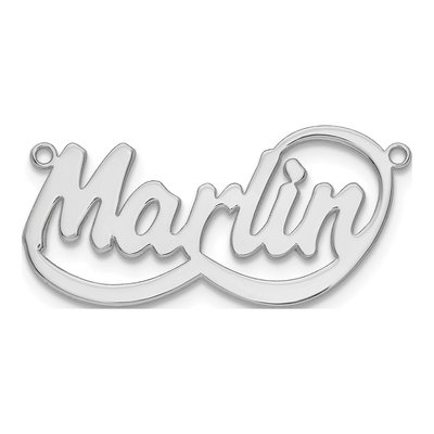 10K White Gold Personalized Swoop Name Plate Pendant