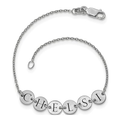 10K White Gold Personalized Letter Disc Bracelet – view 3