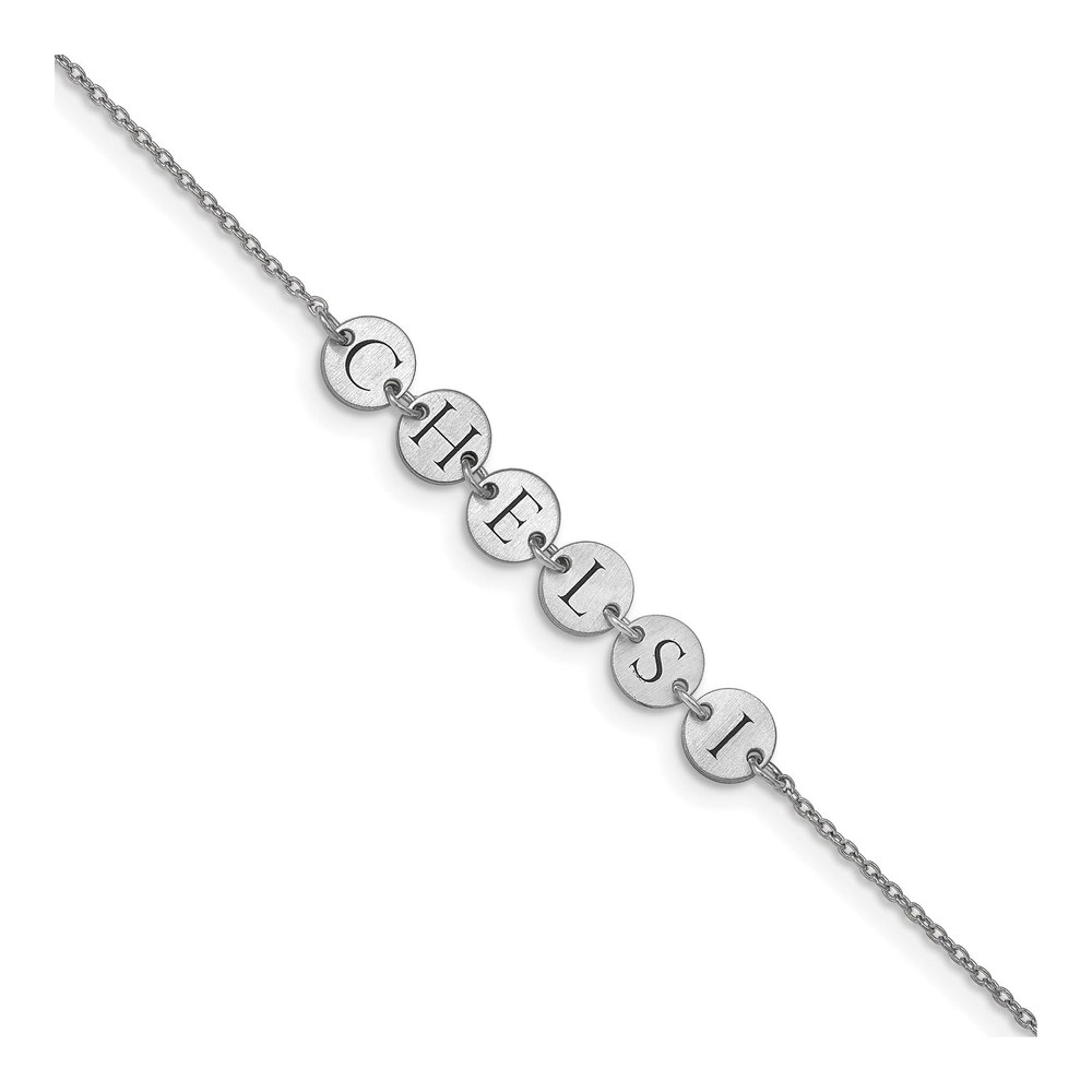 10K White Gold Personalized Letter Disc Bracelet