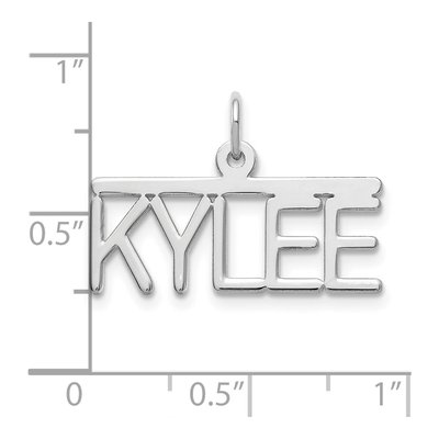 10K White Gold Arial Rounded Font Name Plate Pendant – view 3