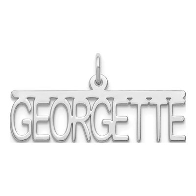 10K White Gold Arial Rounded Font Name Plate Pendant – view 4