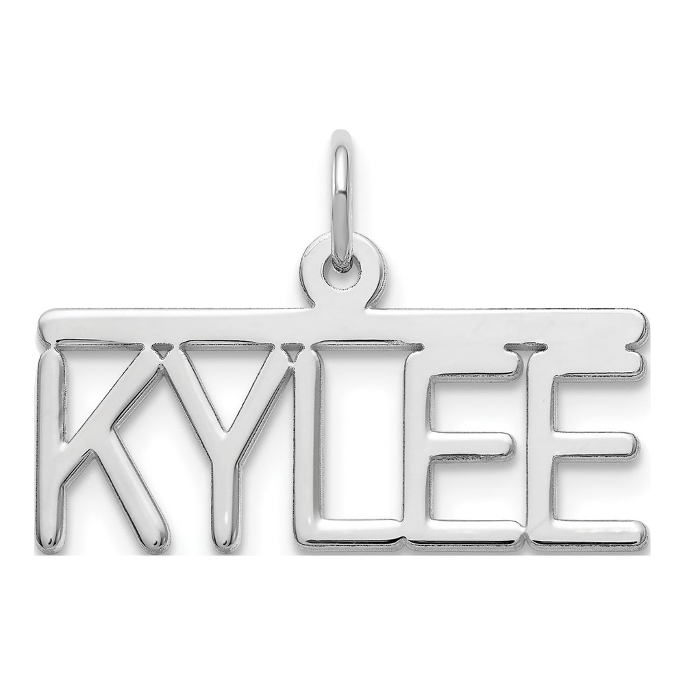 10K White Gold 10Kw Polished Arial Rounded Font Name Plate
