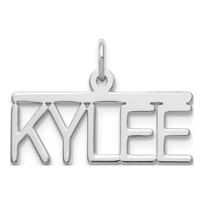 10K White Gold Arial Rounded Font Name Plate Pendant