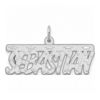 10K White Gold Personalized Name Plate Pendant – view 4