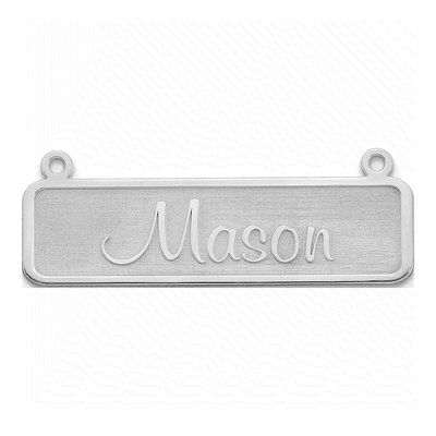 10K White Gold Name Plate Bar Pendant