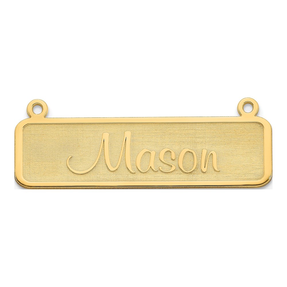 10K Yellow Gold Personalized Name Plate Bar Pendant
