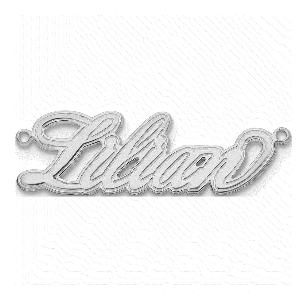 10K White Gold Etched Name Plate Pendant