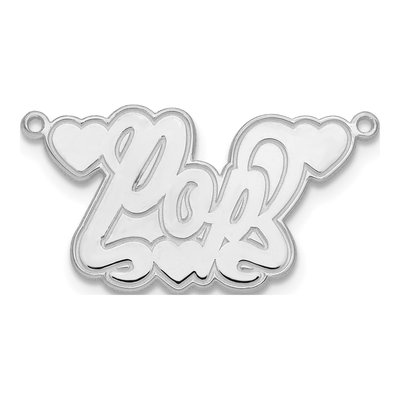 10K White Gold Etched Hearts Name Plate Pendant – view 2