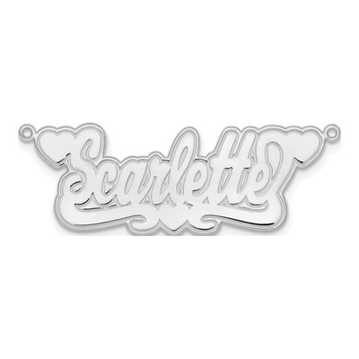 10K White Gold Etched Hearts Name Plate Pendant – view 4