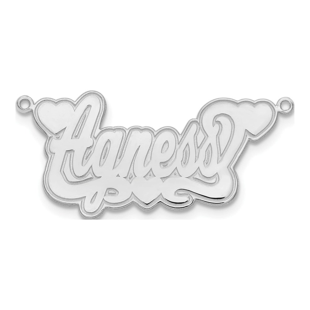 10K White Gold Etched Hearts Name Plate