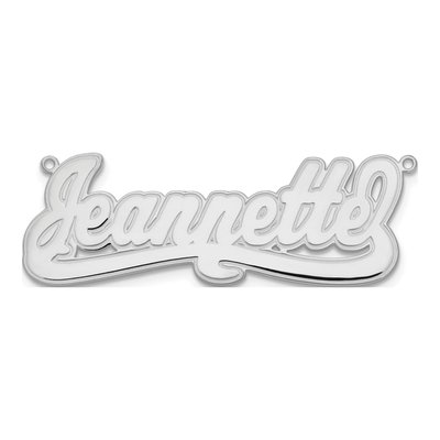 10K White Gold Etched Name Plate Pendant – view 4
