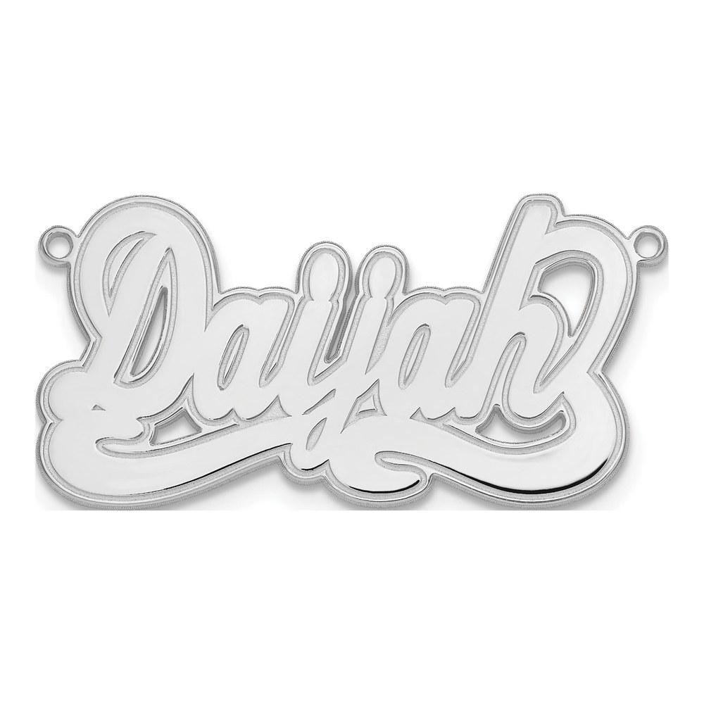 10K White Gold Etched Name Plate Pendant