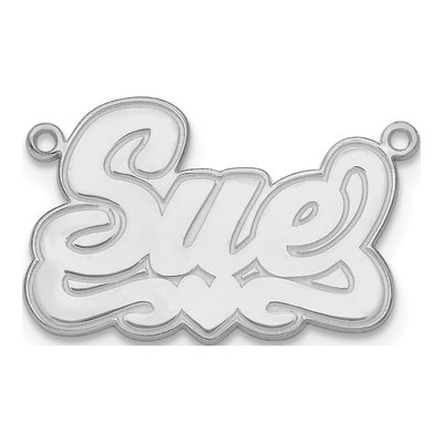 10K White Gold Etched Hearts Name Plate Pendant – view 2