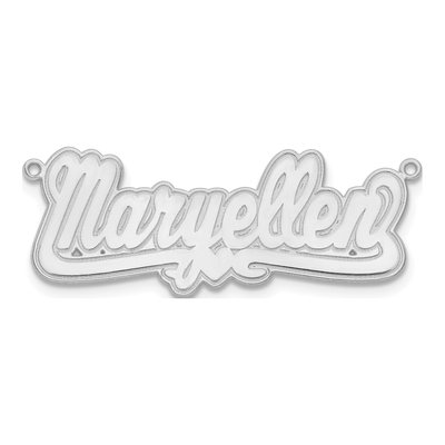 10K White Gold Etched Hearts Name Plate Pendant – view 4