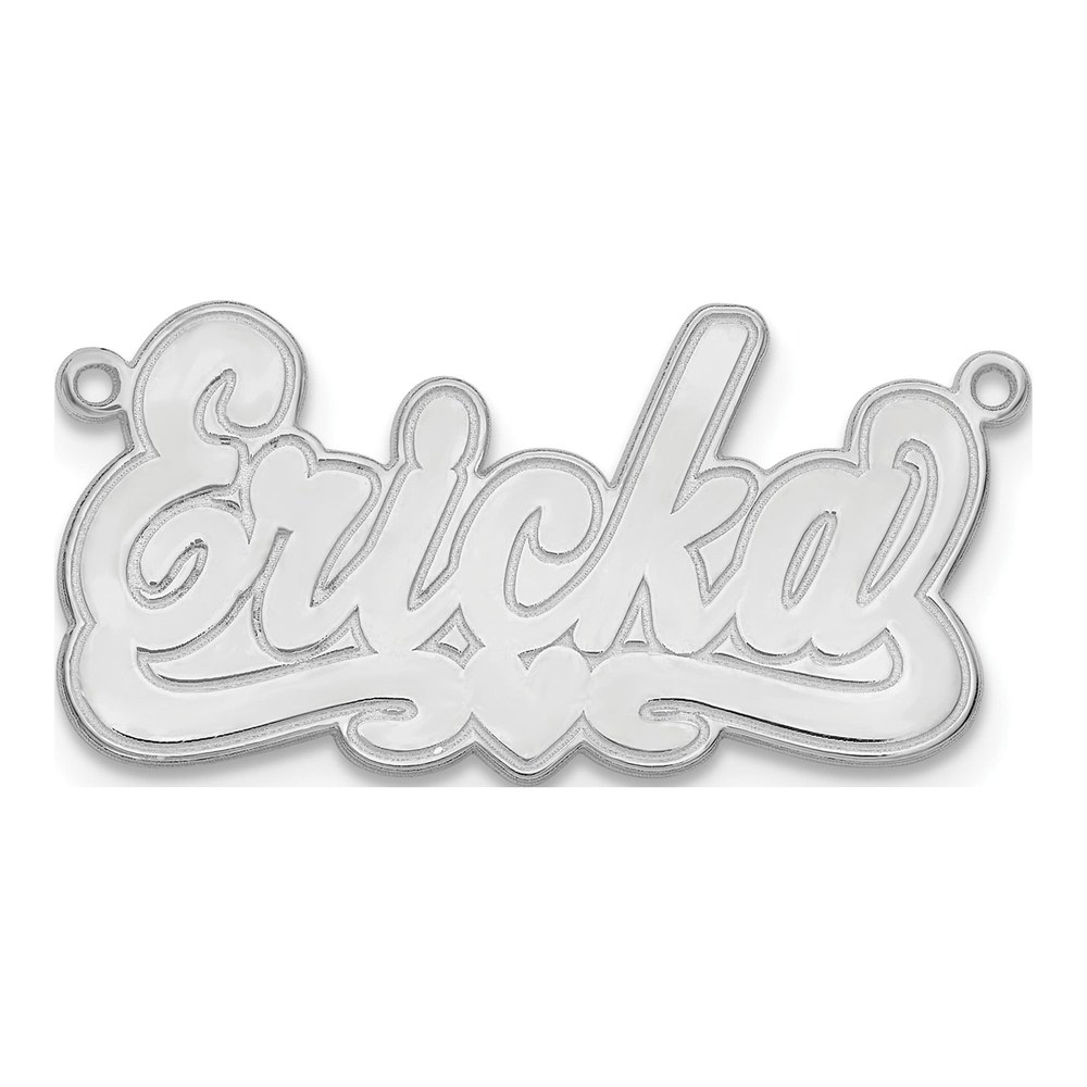 10K White Gold Etched Hearts Name Plate Pendant
