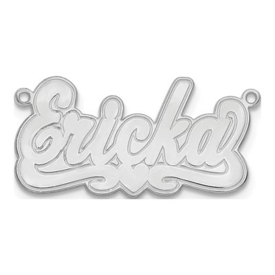 10K White Gold Etched Hearts Name Plate Pendant