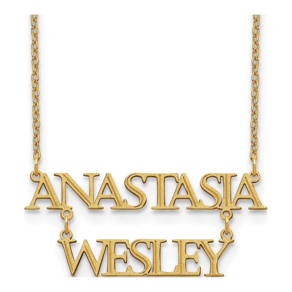 10K Yellow Gold Personalized Stacked Nameplate Necklace