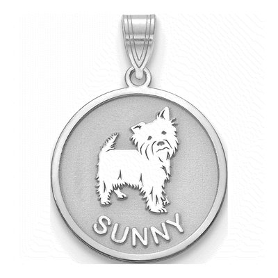 10K White Gold Dog Pendant