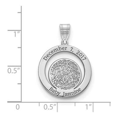 10K White Gold Personalized Fingerprint Pendant – view 2