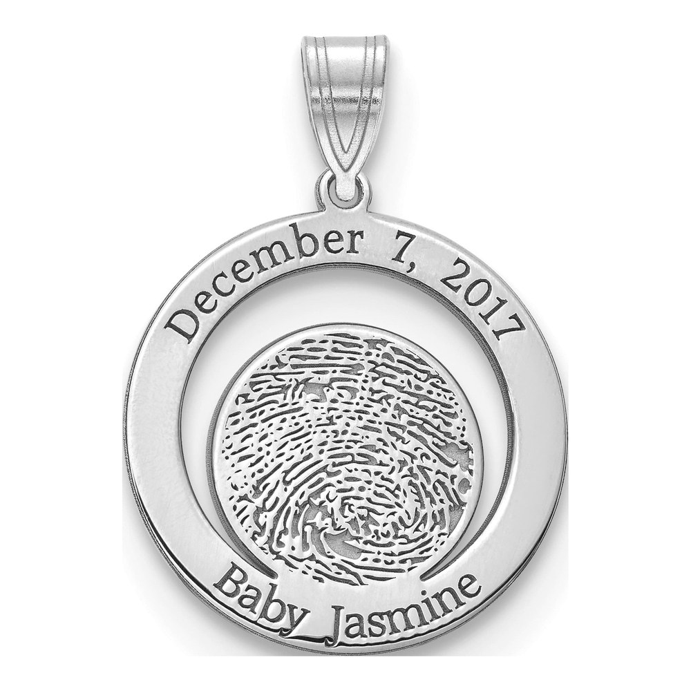 10K White Gold Personalized Fingerprint Pendant