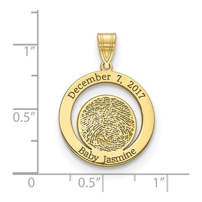 10K Yellow Gold Personalized Fingerprint Pendant – view 3