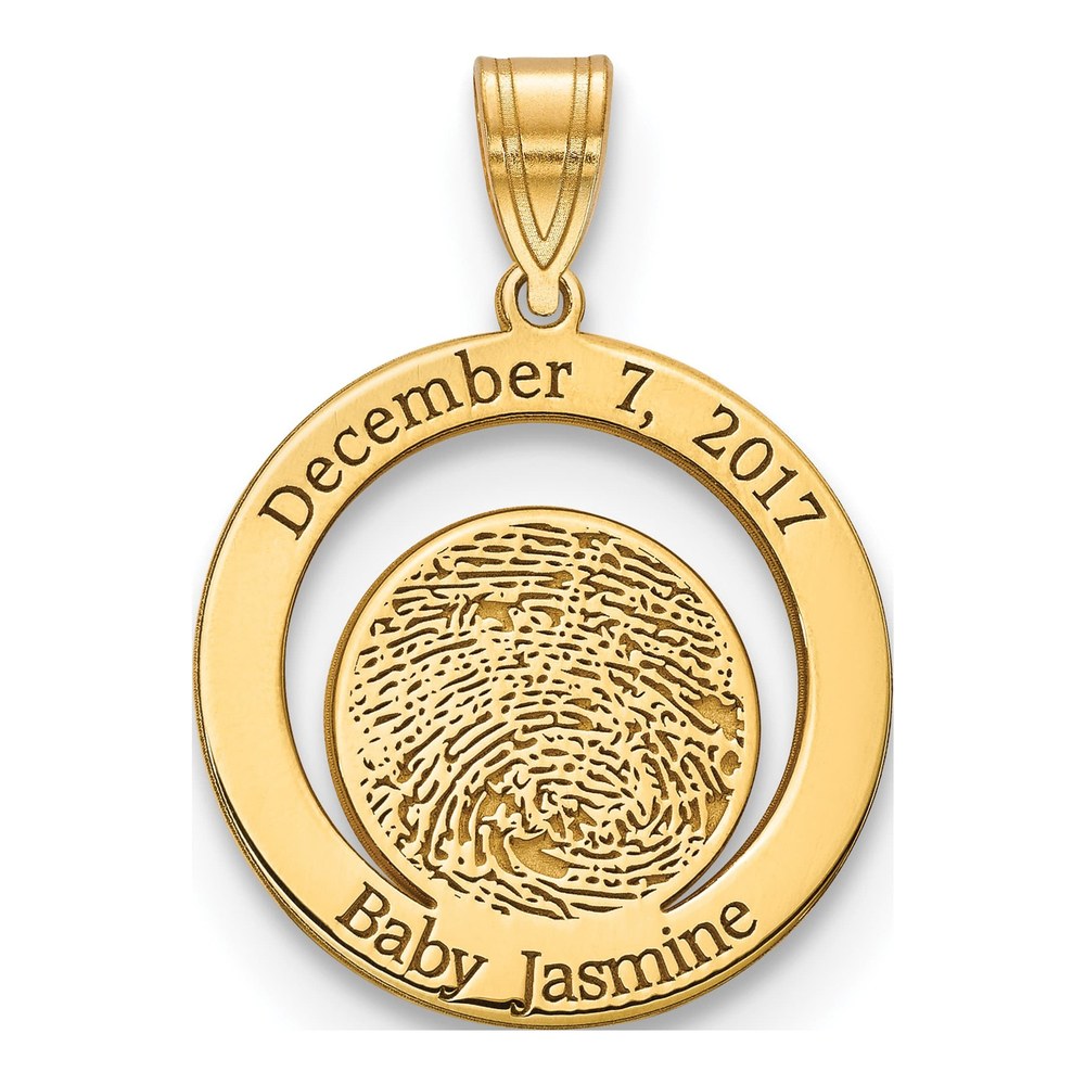 10K Yellow Gold Personalized Fingerprint Pendant