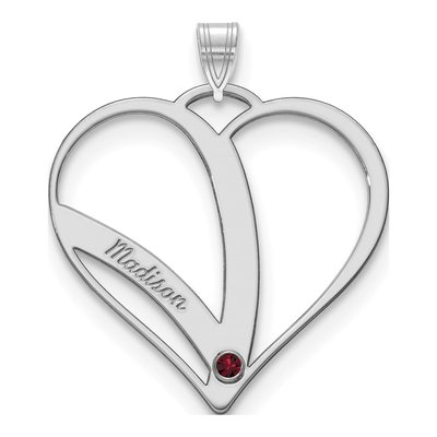10K White Gold Personalized Name Birthstone Heart Pendant – view 2