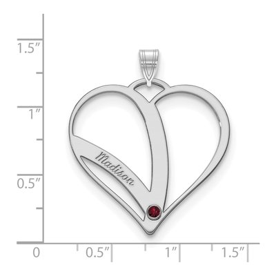 10K White Gold Personalized Name Birthstone Heart Pendant – view 3