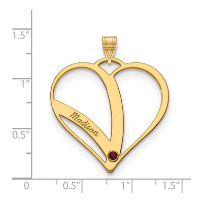 10K Yellow Gold Personalized Name Birthstone Heart Pendant – view 3