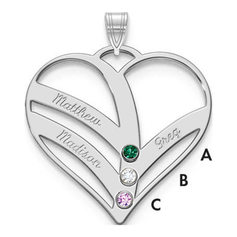 Personalized Cut-Out Heart Pendant with 3 Names