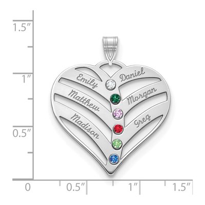10K White Gold 6-Name Birthstones Bezel Cut Out Heart Pendant – view 3