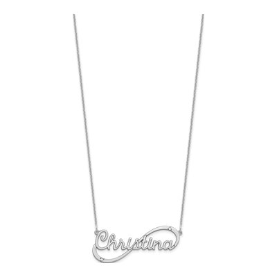 10K White Gold Diamond Personalized Name Infinity Necklace – view 2